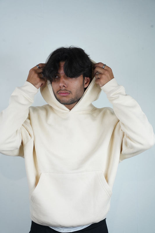 BEIGE REALM CROPPED HOODIE