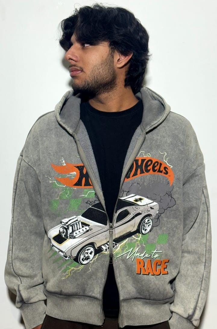 HOT WHEELS OVERSIZED CROPPED ZIPPER