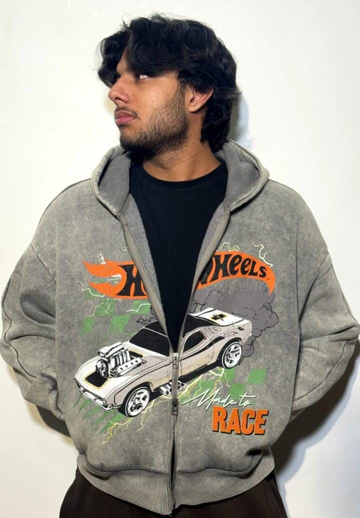 HOT WHEELS OVERSIZED CROPPED ZIPPER