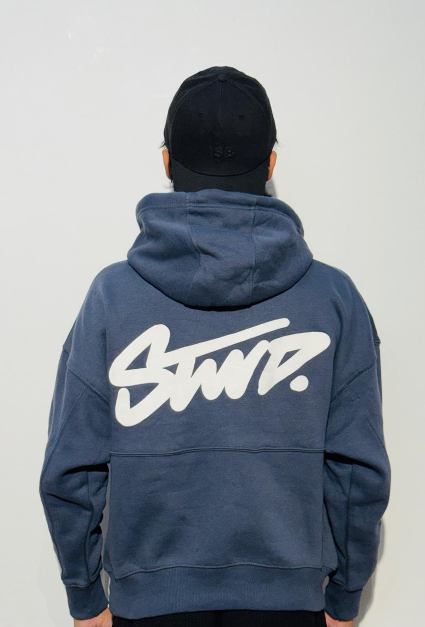 STWD OCEAN SLATE OVERSIZED CROPPED HOODIE.