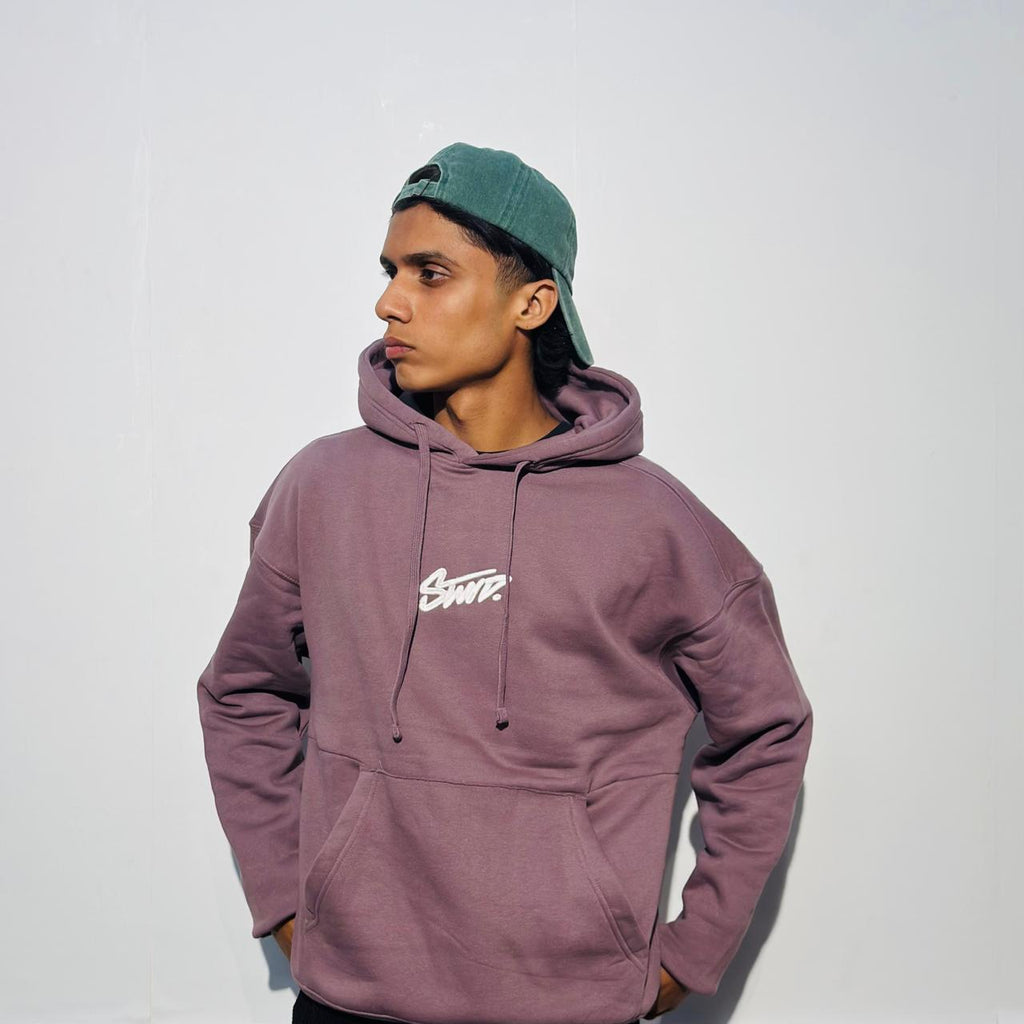 STWD SMOKY PLUM OVERSIZED CROPPED HOODIE.
