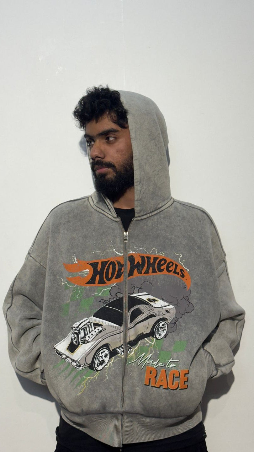 HOT WHEELS OVERSIZED CROPPED ZIPPER